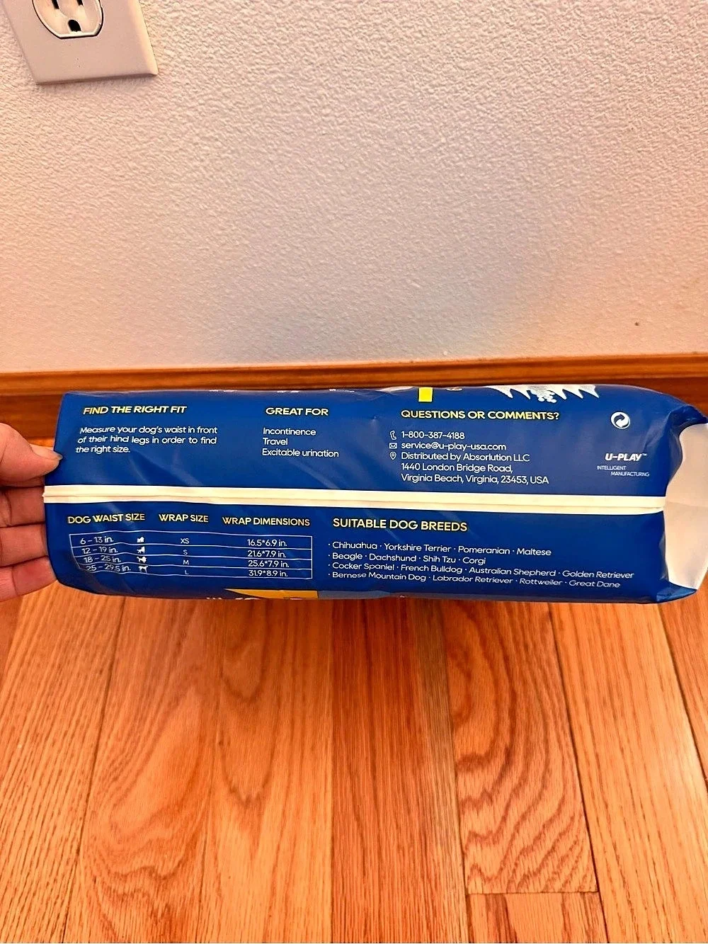 HoneyCare Disposable Male Dog Wraps Medium 50 Count 18–25” Open Box